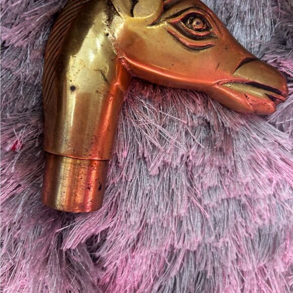 Vintage Brass Horse Walking Stick Handle Screw On Heavy Ornate circa 1960-70's - Picture 2 of 6